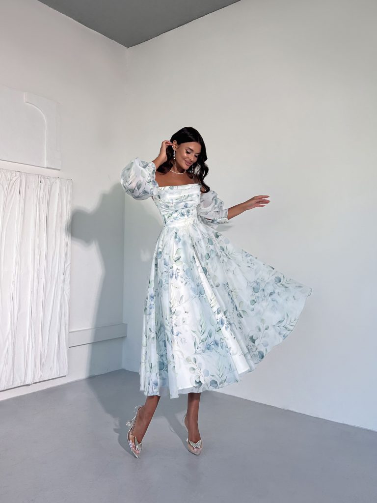 Вечернее платье Allegri Sposa Роза миди эвкалипт