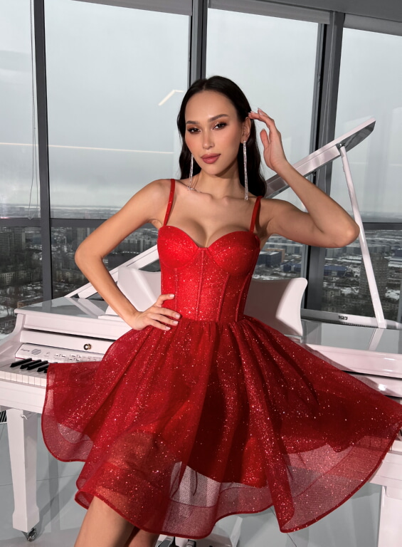 Вечернее платье SZ Кристина мини красный