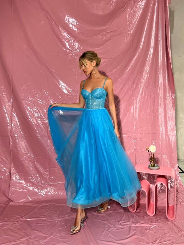 Вечернее платье SZ Кристина миди голубой